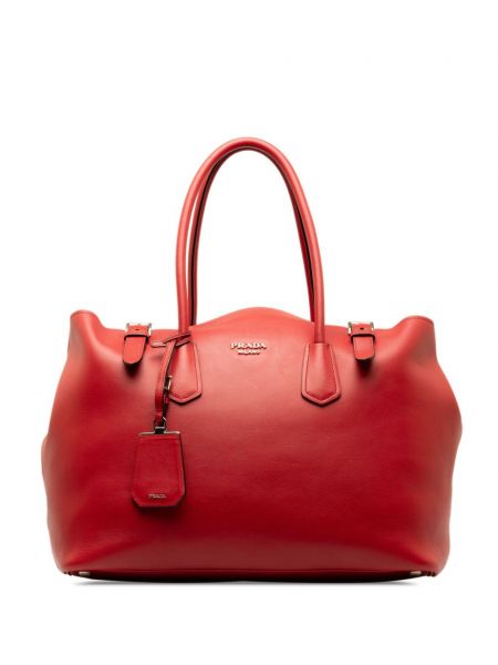 Τσάντα shopper με αγκράφα Prada Pre-owned κόκκινο