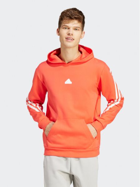 Pruhovaná priliehavá mikina Adidas oranžová