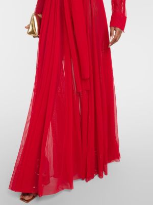 Vestito lungo di chiffon Norma Kamali rosso