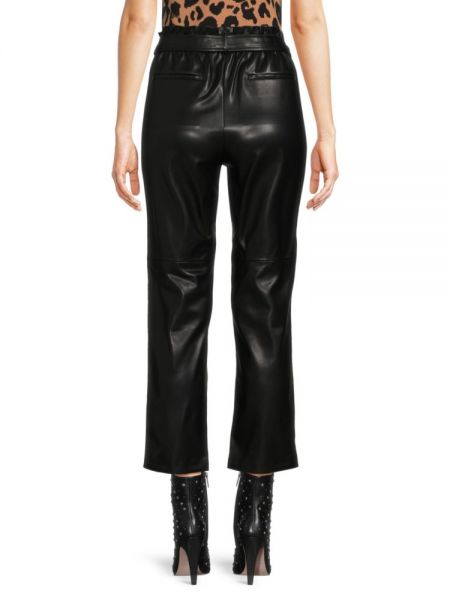 Кожаные брюки из искусственной кожи Calvin Klein черные