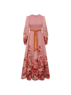 Хлопковое платье Zimmermann, розовое