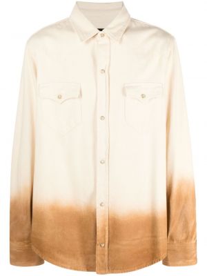 Bavlnená rifľová košeľa s prechodom farieb Alanui hnedá