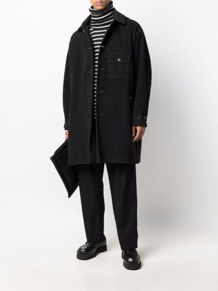 Kabát s kapucí Yohji Yamamoto Pre-owned černý