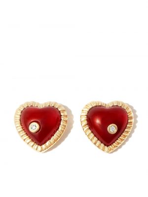 Boucles d'oreilles de motif coeur Yvonne Léon jaune