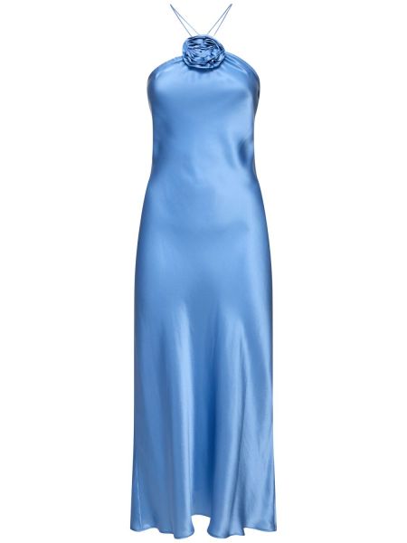 Vestido largo de raso de seda Designers Remix azul