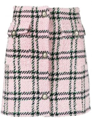 Kostkované mini sukně Alessandra Rich růžové
