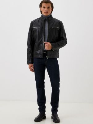 Утепленная кожаная куртка Jorg Weber черная