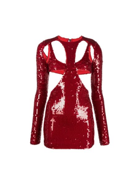 Sukienka z cekinami Laquan Smith czerwona
