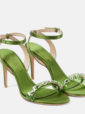 Saténové sandály Giambattista Valli zelené
