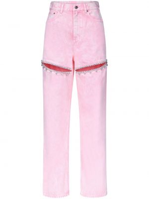 Straight jeans mit kristallen Area pink