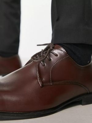 Кружевные туфли на шнуровке New Look коричневые