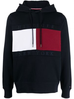 Bomull brodert hettegenser Tommy Hilfiger blå