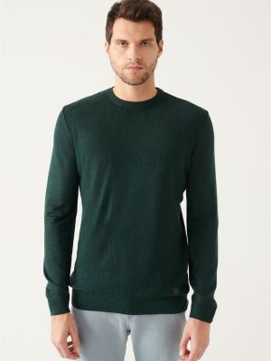 Пуловер с десен рибена кост Avva зелено