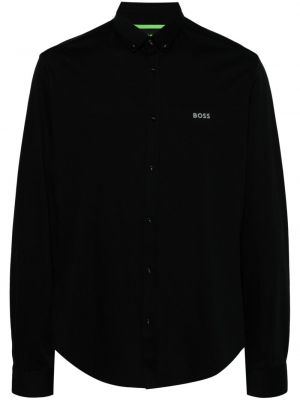 Βαμβακερό πουκάμισο Boss μαύρο