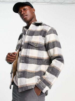 Кремовый и пиджак в клетку на подкладке Selected Homme серый