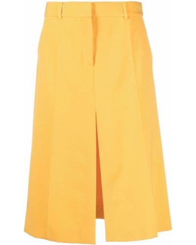 Vlněné sukně s knoflíky s vysokým pasem s páskem Stella Mccartney - žlutá
