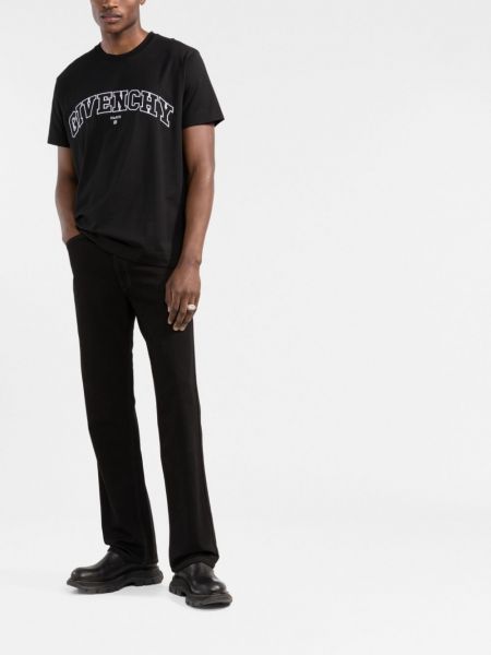 Medvilninis siuvinėtas marškinėliai Givenchy juoda