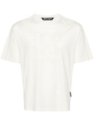 Памучна тениска бродирана Palm Angels бяло