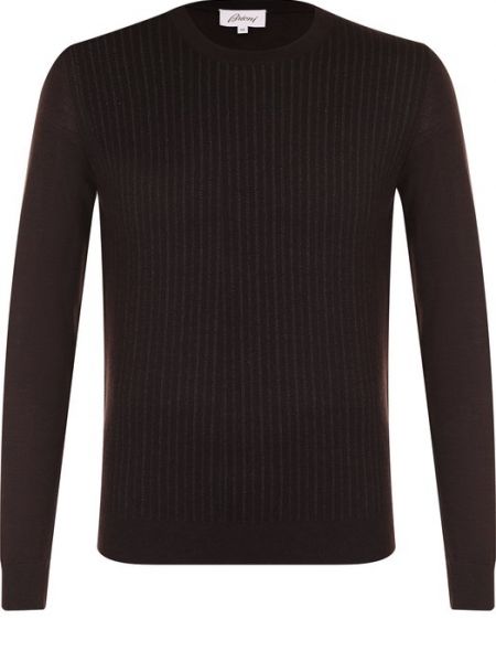 Шелковый шерстяной свитер Brioni коричневый