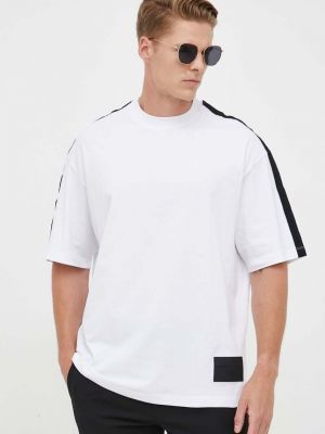 Памучна тениска с дълъг ръкав с апликация Armani Exchange бяло