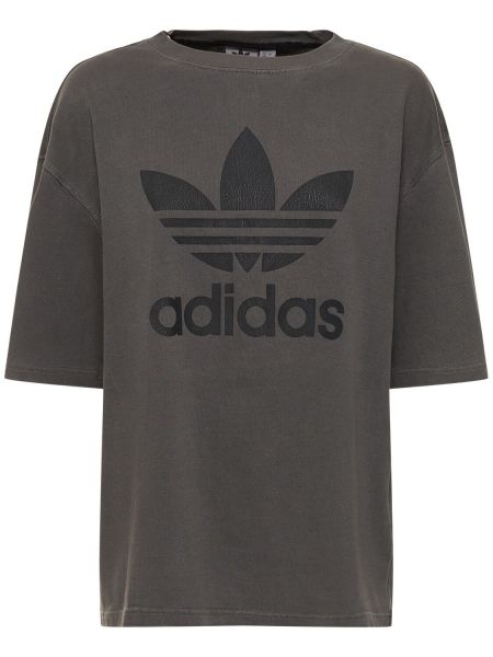 T-shirt di cotone con scollo tondo Adidas Originals nero