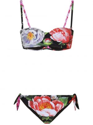 Bikini s cvjetnim printom s printom Dolce & Gabbana crna