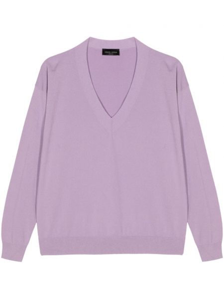 Pull à col v Roberto Collina violet