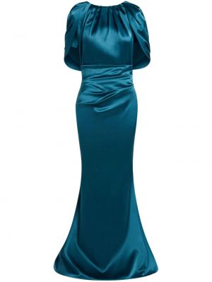 Drapované saténové večerné šaty Talbot Runhof modrá