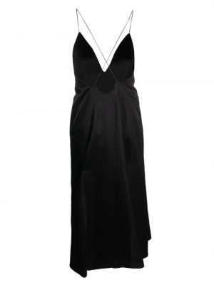 Křišťálové saténové šaty Wales Bonner černé