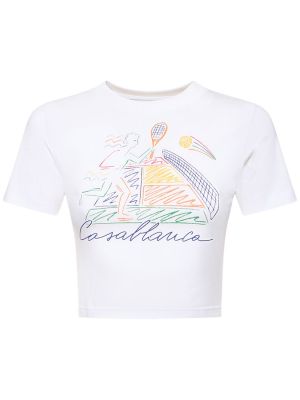 Koszulka z nadrukiem z dżerseju Casablanca biała