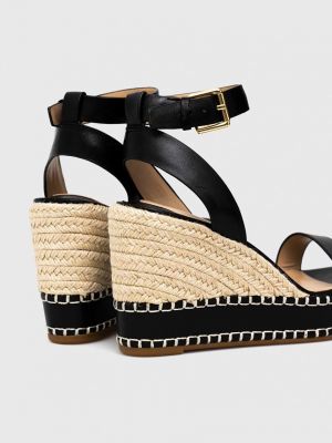 Kožené sandály na klínovém podpatku Lauren Ralph Lauren černé