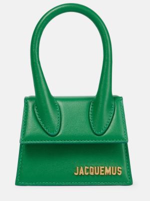 Zelená kožená shopper kabelka Jacquemus