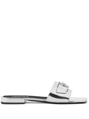 Kožené sandály Versace stříbrné
