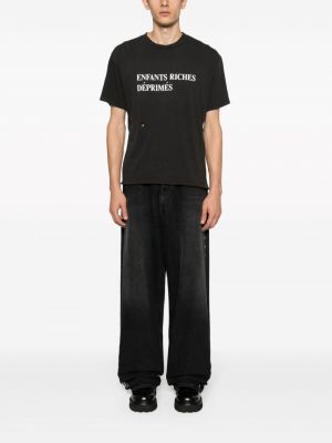 Kokvilnas t-krekls ar apdruku Enfants Riches Déprimés melns