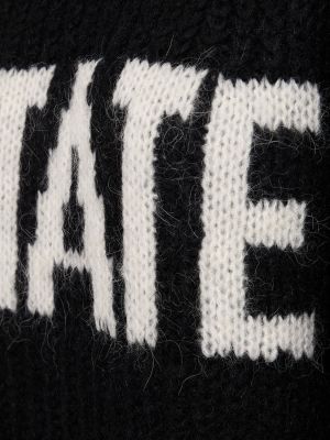 Hoodie en laine en tricot Rotate noir