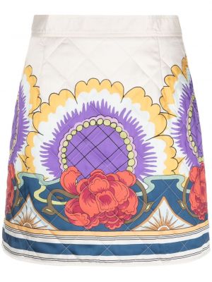 Mini spódniczka w kwiatki z nadrukiem La Doublej biała