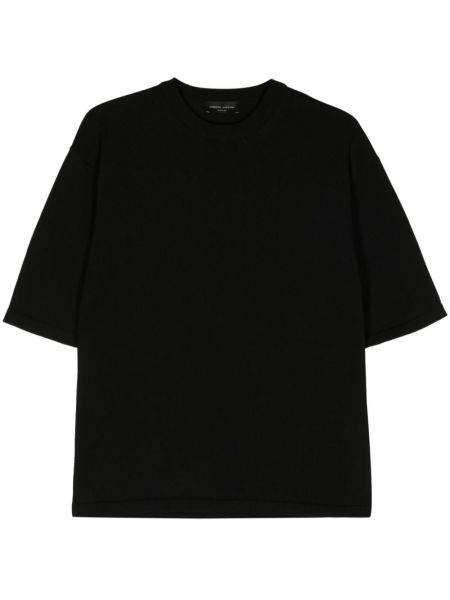 Adīti kokvilnas t-krekls Roberto Collina melns