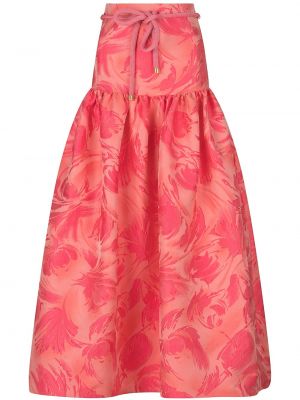 Žakárové květinové dlouhá sukně Silvia Tcherassi růžové