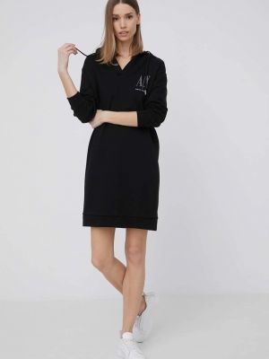 Pamučna mini haljina oversized Armani Exchange crna