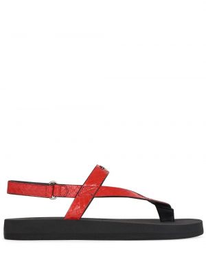 Sandalias de cuero de estampado de serpiente Giuseppe Zanotti rojo