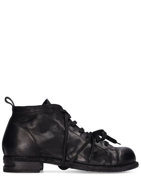 Čipkované kožené šnurovacie členkové topánky Mattia Capezzani čierna