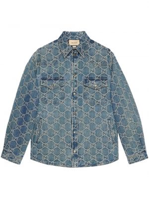 Žakárová džínová bunda Gucci modrá