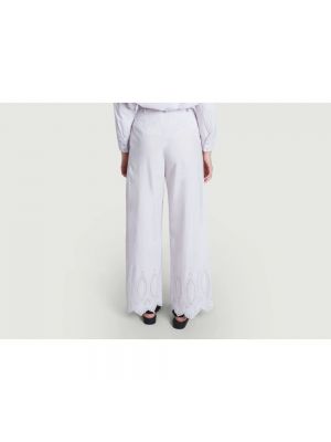 Pantalones de cintura alta de algodón Sessun violeta