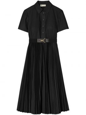 Πλισέ φόρεμα σε στυλ πουκάμισο Tory Burch μαύρο