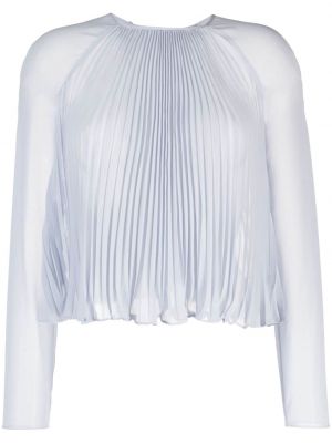 Плисирана прозрачна блуза Emporio Armani синьо