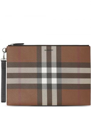 Sjekket zip store poser Burberry brun