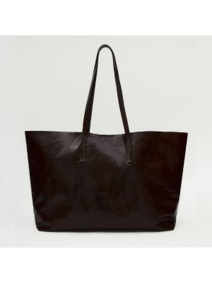 Кожаная сумка шоппер Massimo Dutti коричневая