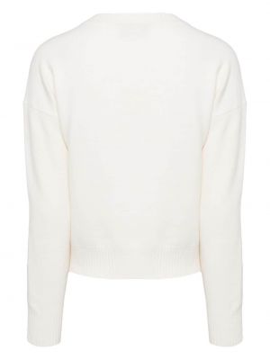 Sweter wełniany z okrągłym dekoltem Yves Salomon biały
