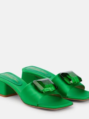 Sandale din satin Gianvito Rossi verde