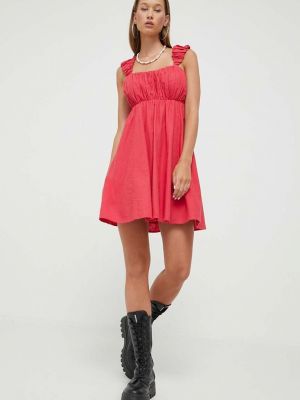 Ленена мини рокля Abercrombie & Fitch розово